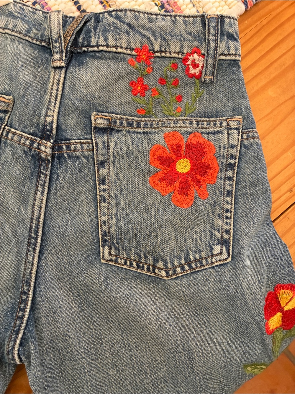 We The Free Light Blue High-Rise Women's Embroidered Denim Jeans, size 24 NWT - Picture 4 of 7
